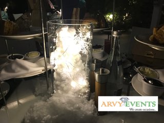 Snow theme table centrepieces